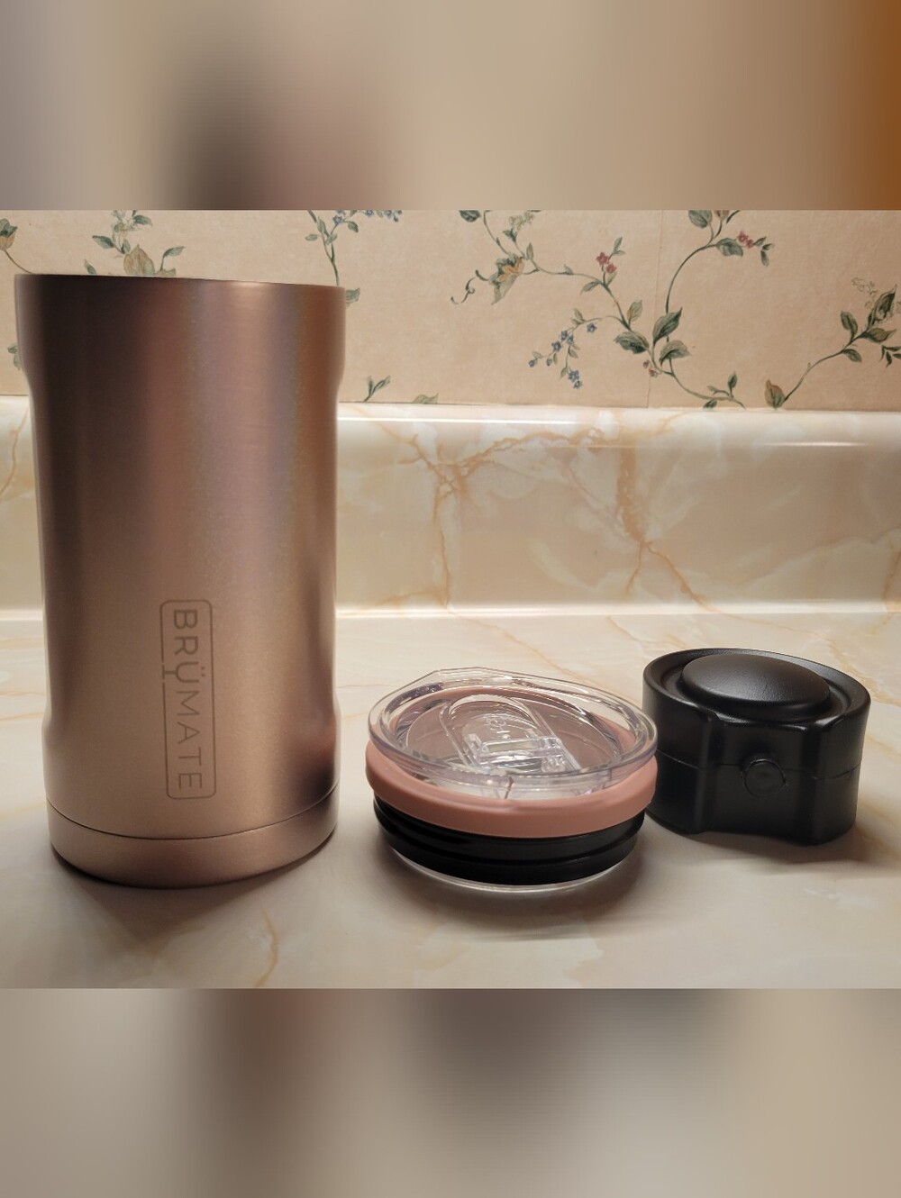 BruMate Hopsulator Trio 12/16oz Glitter ROSE GOLD Can Cooler *New In Box*